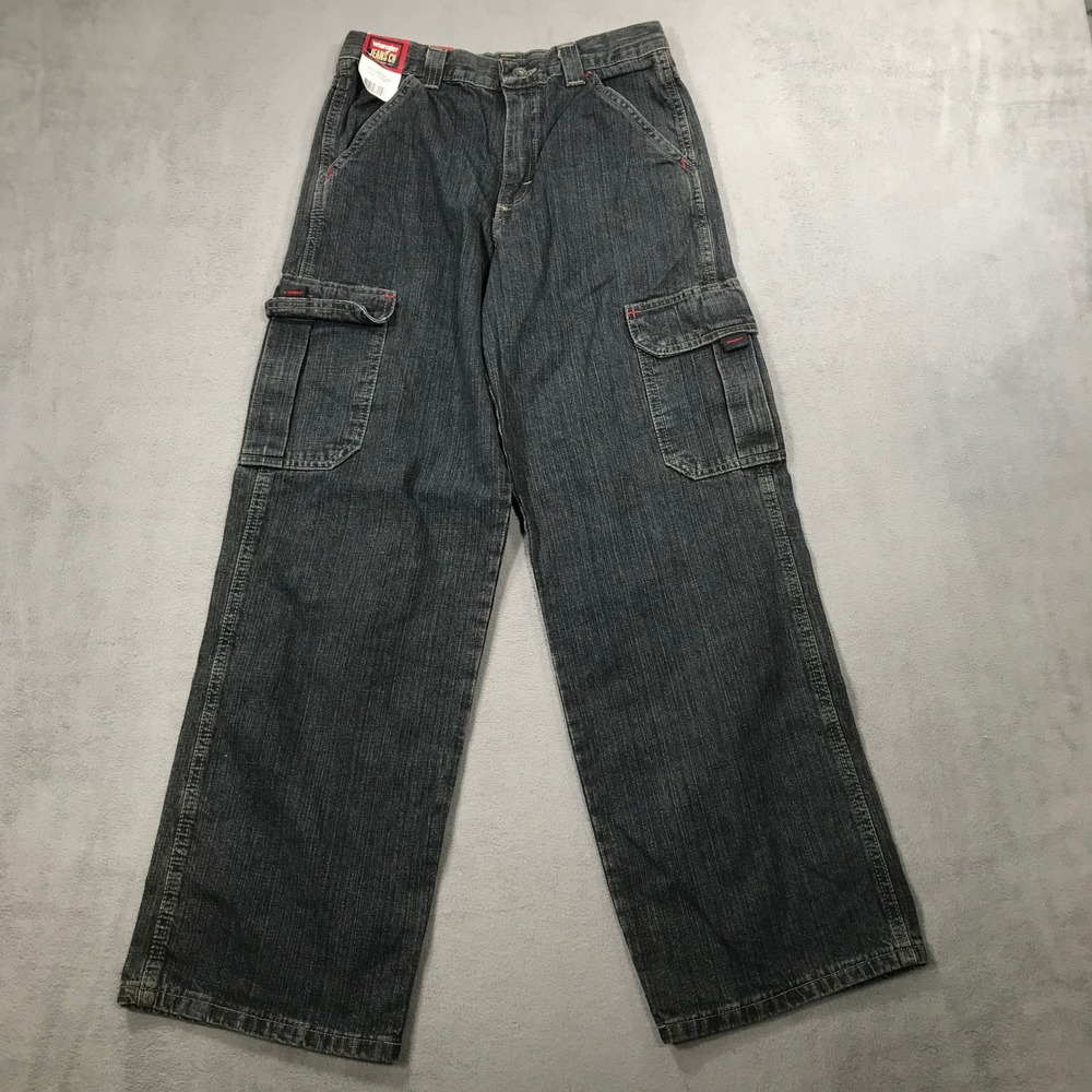 Vintage Y2K Wrangler Cargo Jeans Kids Size 14 Regular Loose Fit Denim NEW Baggy